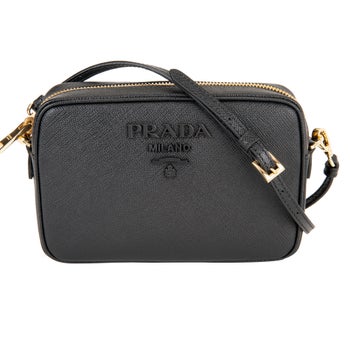 Prada Saffiano Leather Shoulder Bag, Black | Costco
