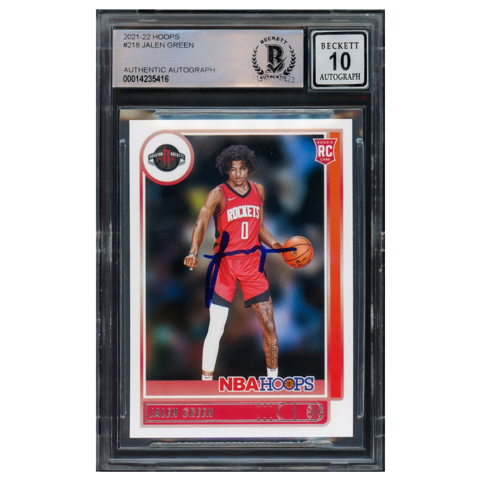 Jalen Green Autographed 2021-22 NBA Hoops Rookie Card #218 Houston