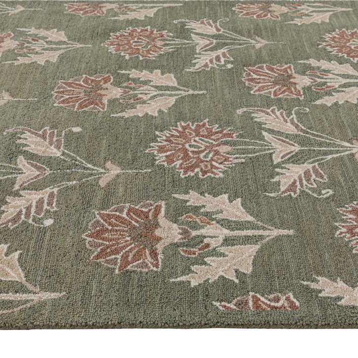 Obeetee Delilah Hand Tufted Wool Runner Rug, Oris Green, 2'6” x 8