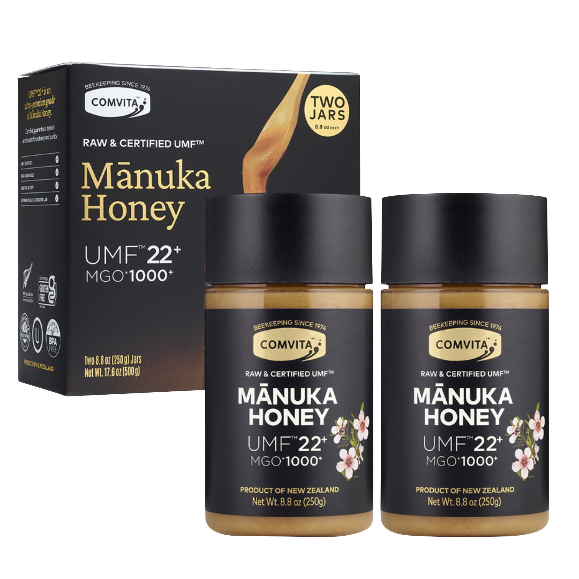 Comvita Certified UMF 22+ (MGO 1000+) Raw Manuka Honey 8.8 oz., 2-pack