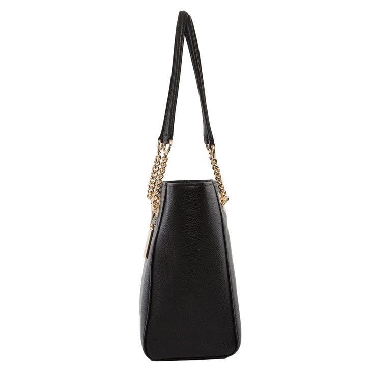 Coach Pebbled Turnlock Chain Tote, Black | Costco