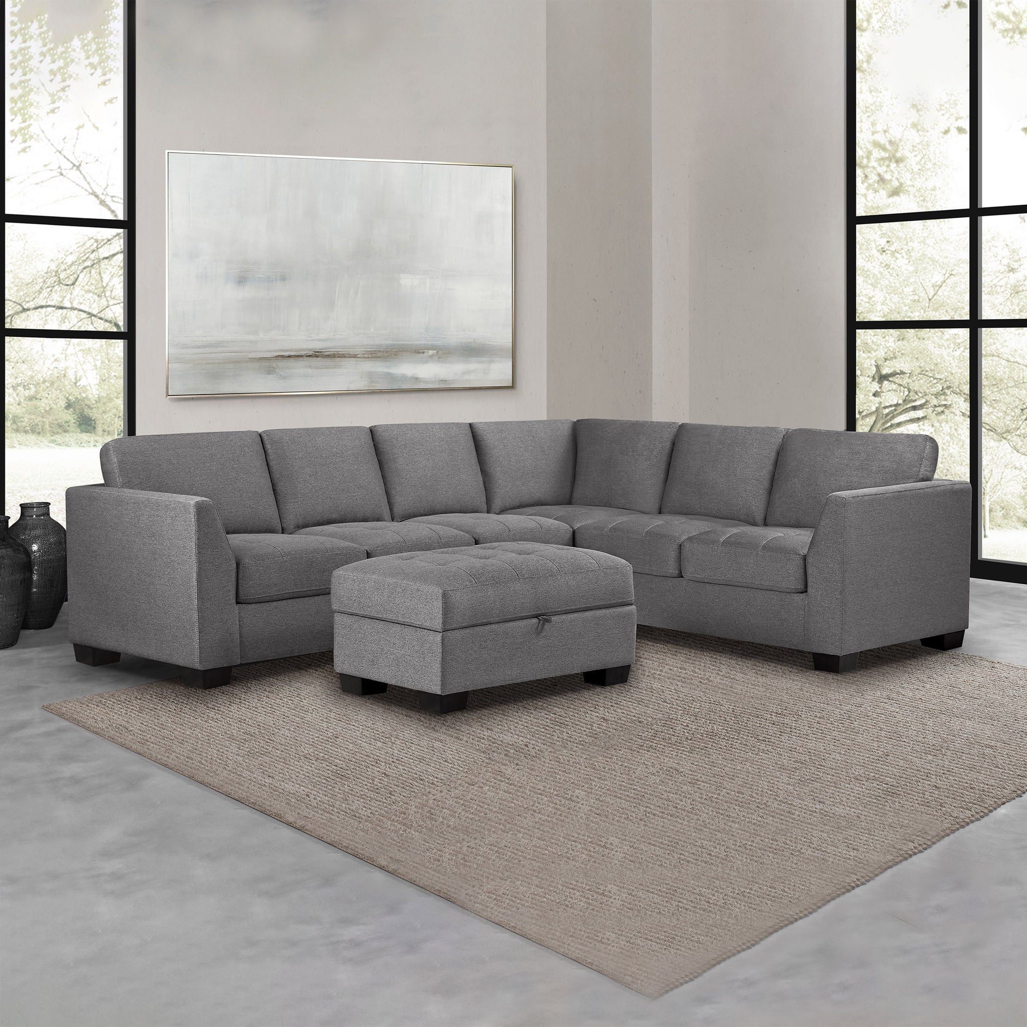 Thomasville Yvette Fabric Sectional with Storage Ottoman | Costco