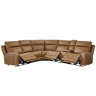 Barcalounger Rowan Leather Power Reclining Sectional with Power Headrests