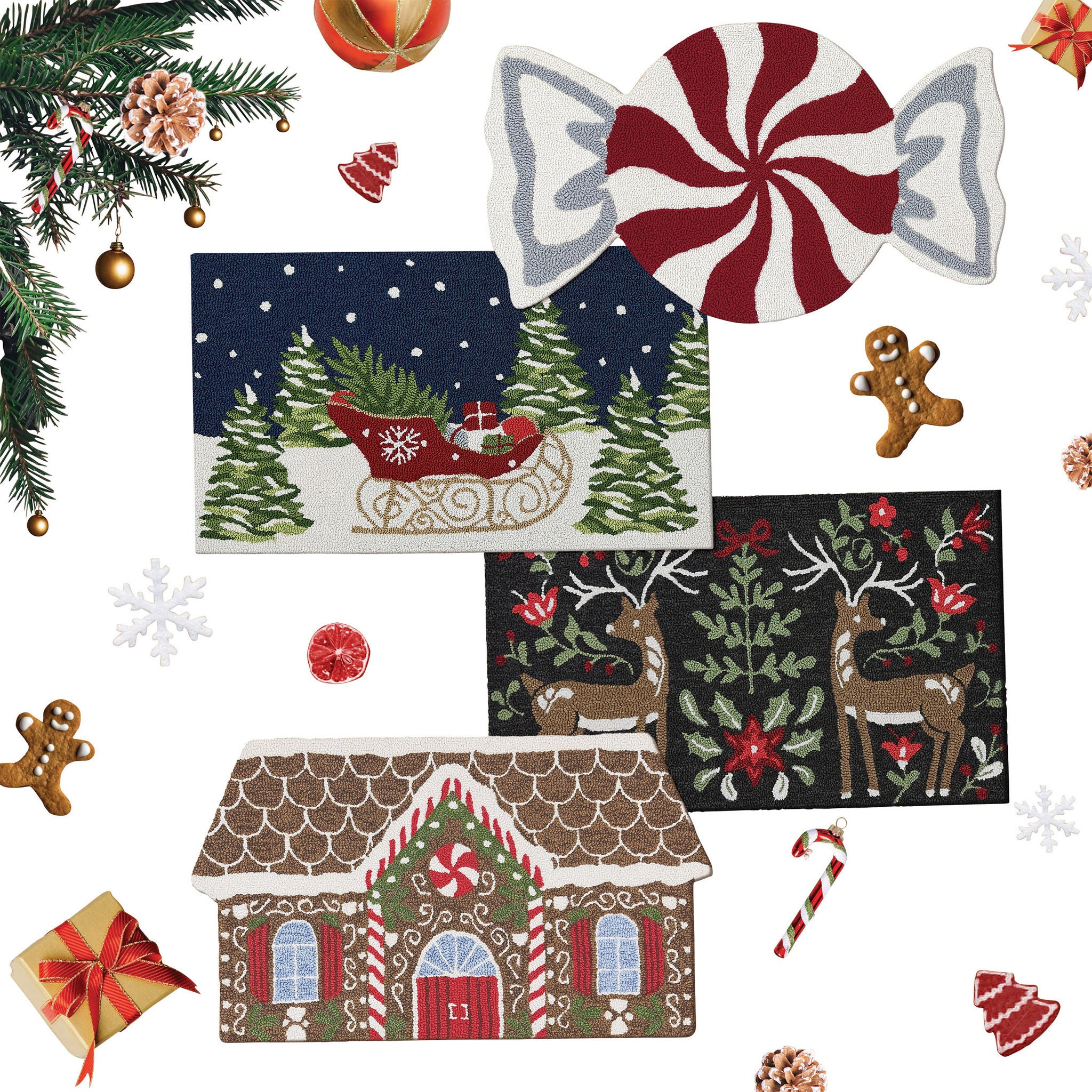 HOLIDAY HOOKED RUG 22" X 38"