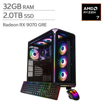 iBUYPOWER Element Gaming PC Desktop — AMD Ryzen 7 9800X3D — AMD Radeon RX 9070 GRE, 12GB — 32GB DDR5 RAM — 2TB NVMe SSD
