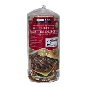 Kirkland Signature Frozen Lean Sirloin Ground Beef Patties 18 x 151 g