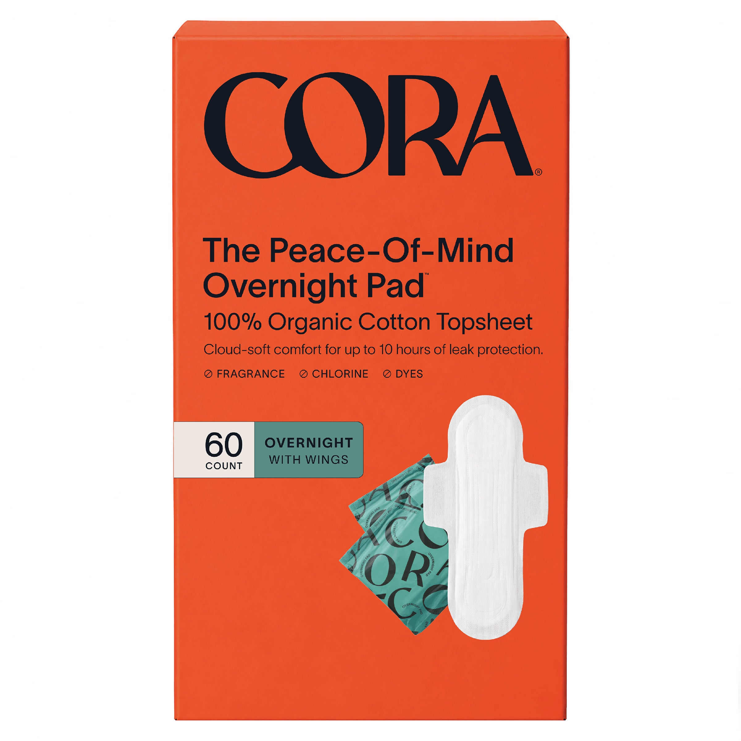 Cora Organic Cotton Overnight Pads, 60-count | Costco