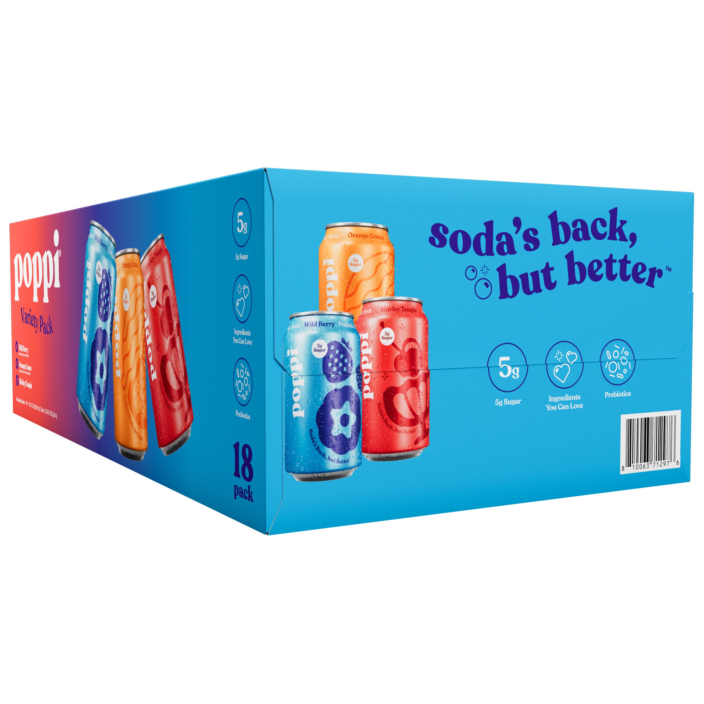Poppi Soda, Variety Pack, 12 fl oz, 18-count | Costco
