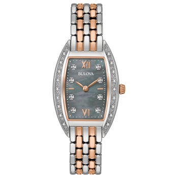 Bulova Tonneau Two-Tone Black Mother-of-Pearl Dial Ladies  display picture 3