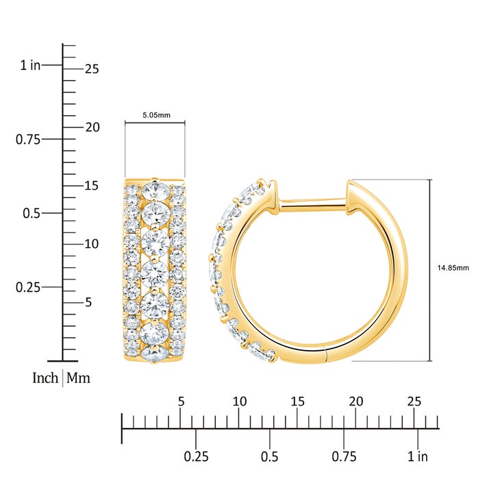 Round Brilliant 1.00 ctw VS2 Clarity, I Color Diamond 14kt Gold Hoop ...