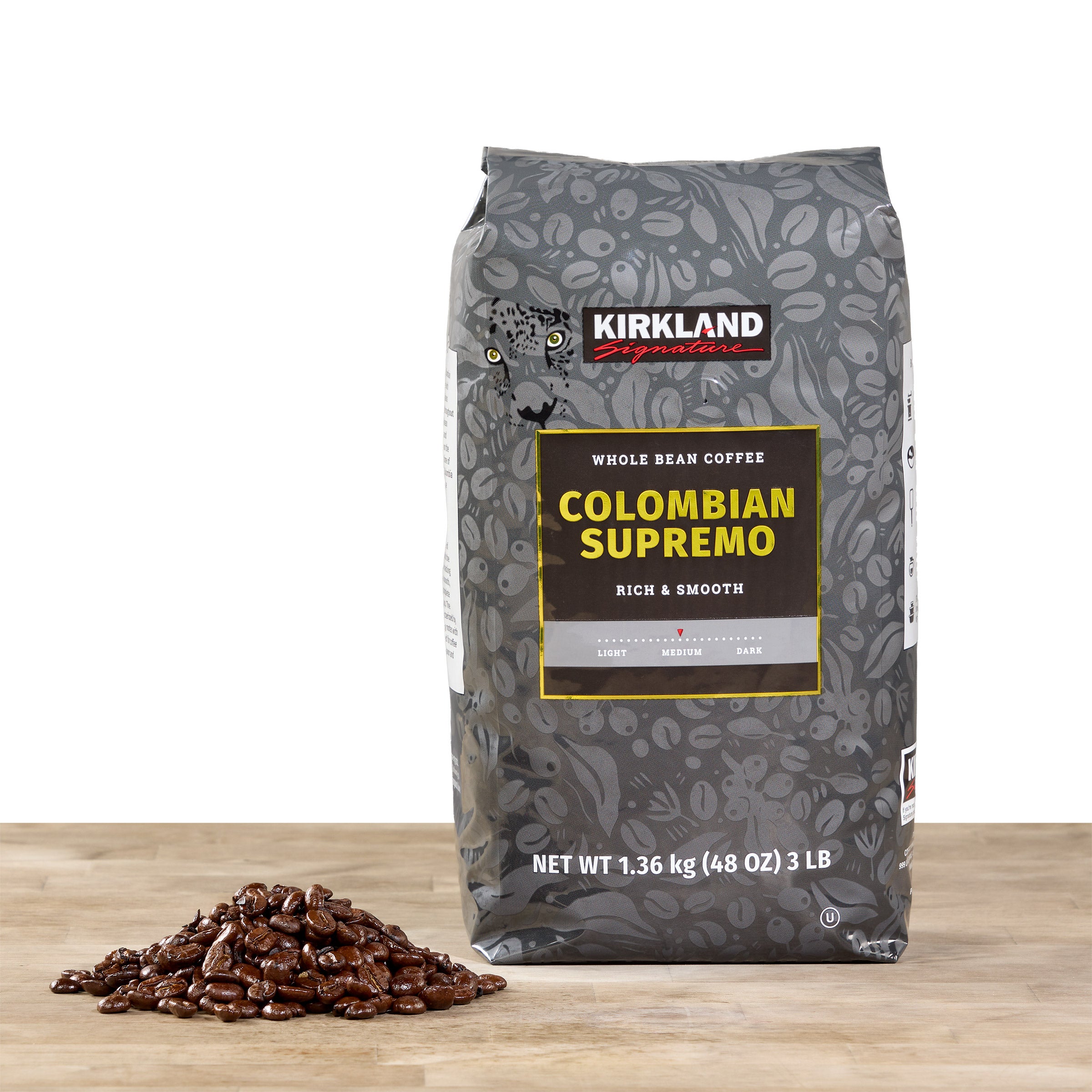 Kirkland Signature Colombian Supremo 2袋 Kirkland Signature Colombian Supremo Coffee, Whole Bean, 3 lbs