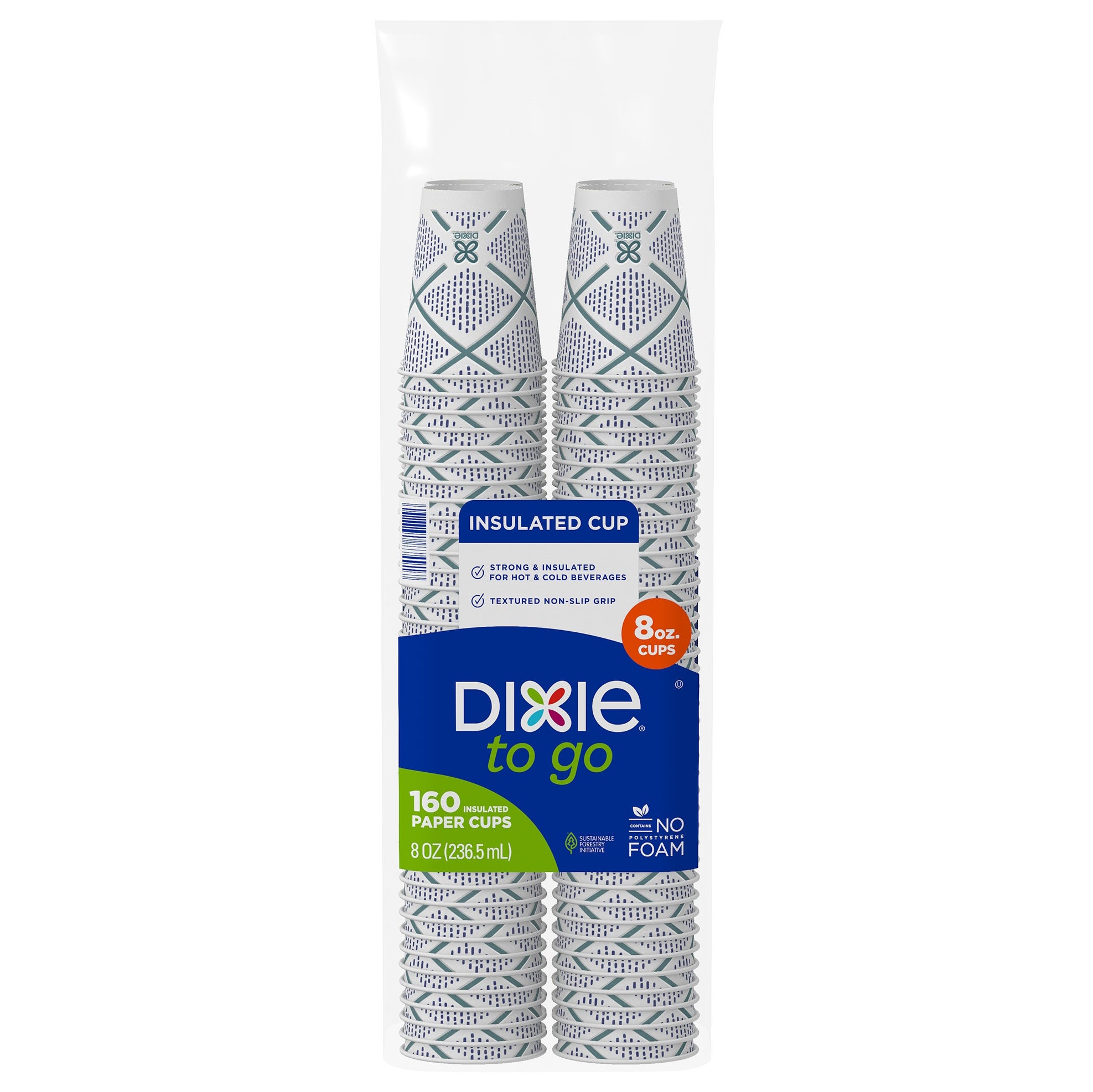 Dixie To Go Insulated Paper Hot or Cold Cup, Coffee Haze, 8 oz