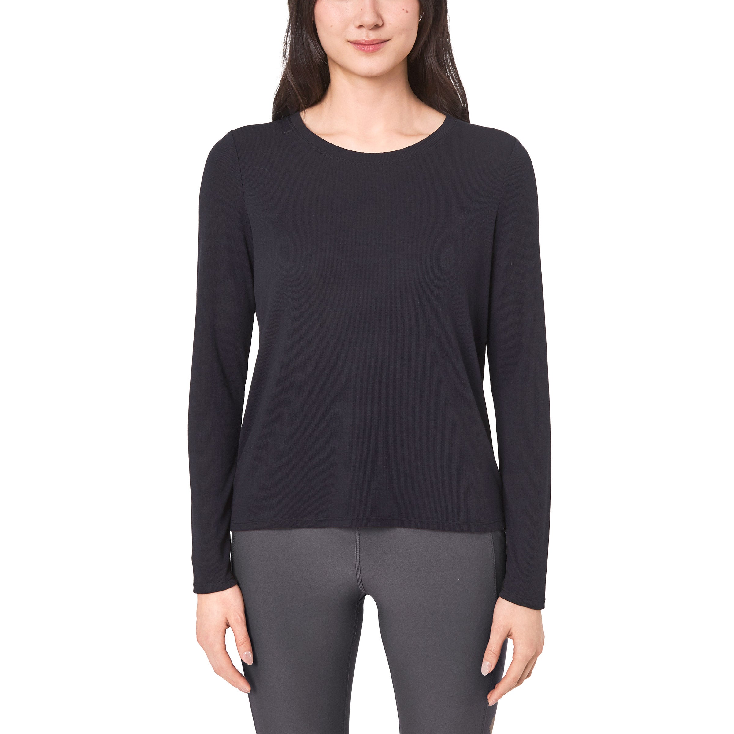 MONDETTA WOMEN'S RIBBED LONG SLEEVE TOP