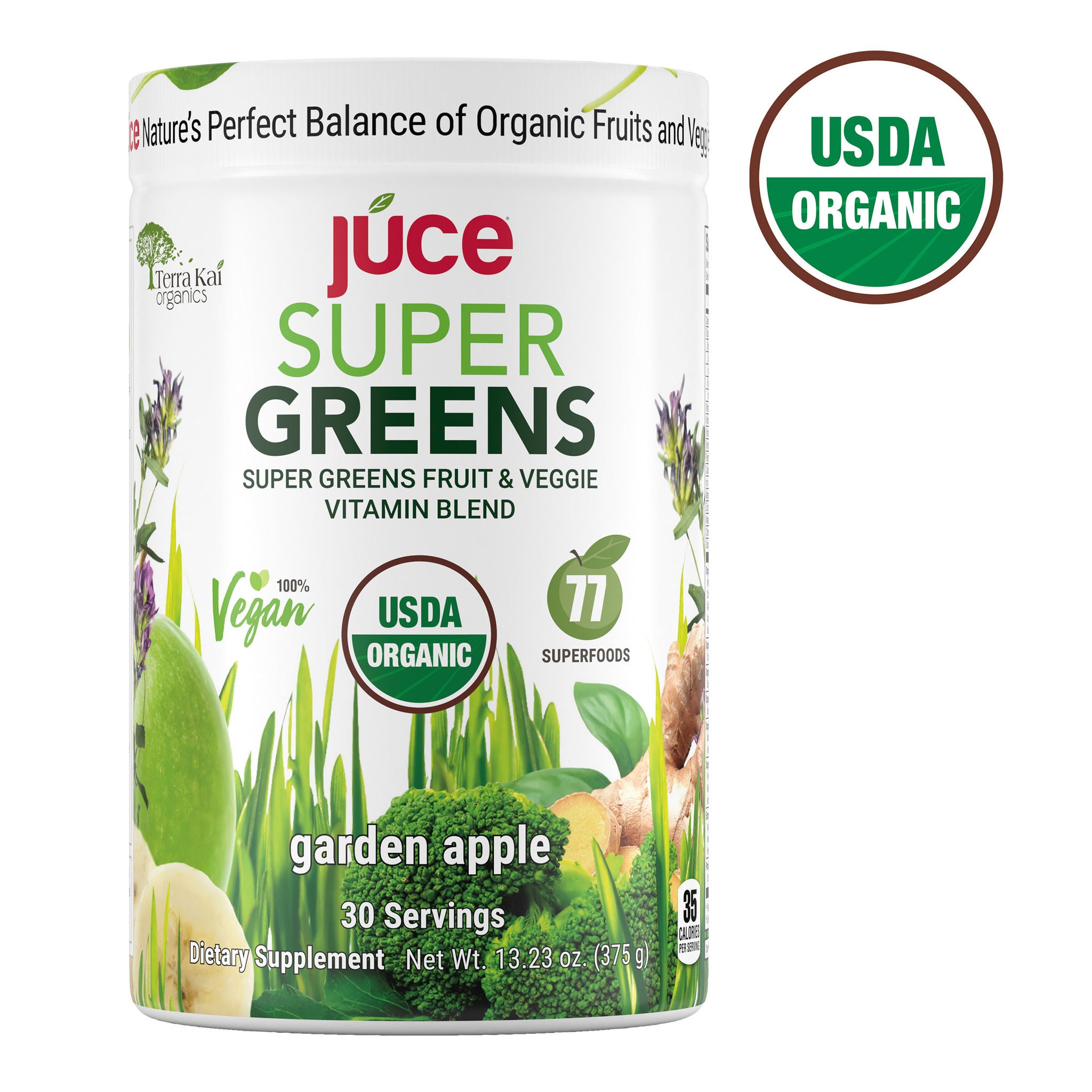 Terra Kai USDA Organic Juce Super Greens Fruit and Veggie Powder