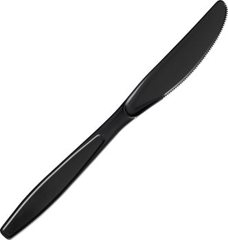 Vital International Solutions Plastic Knife, Heavyweight, Black, 1000 ct