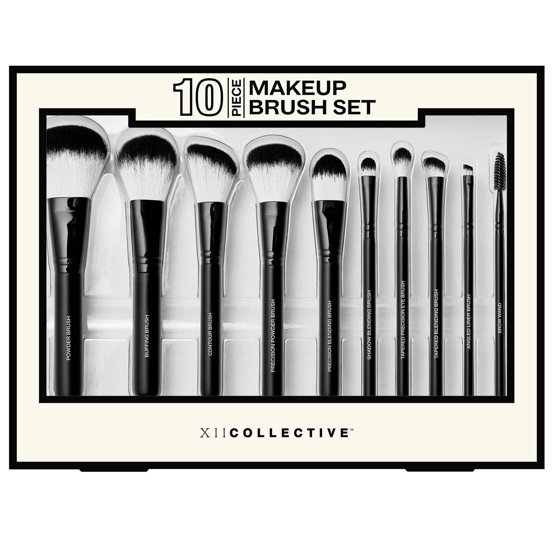XII COLLECTIVE MAKEUP BRUSH SET 10-PIECE