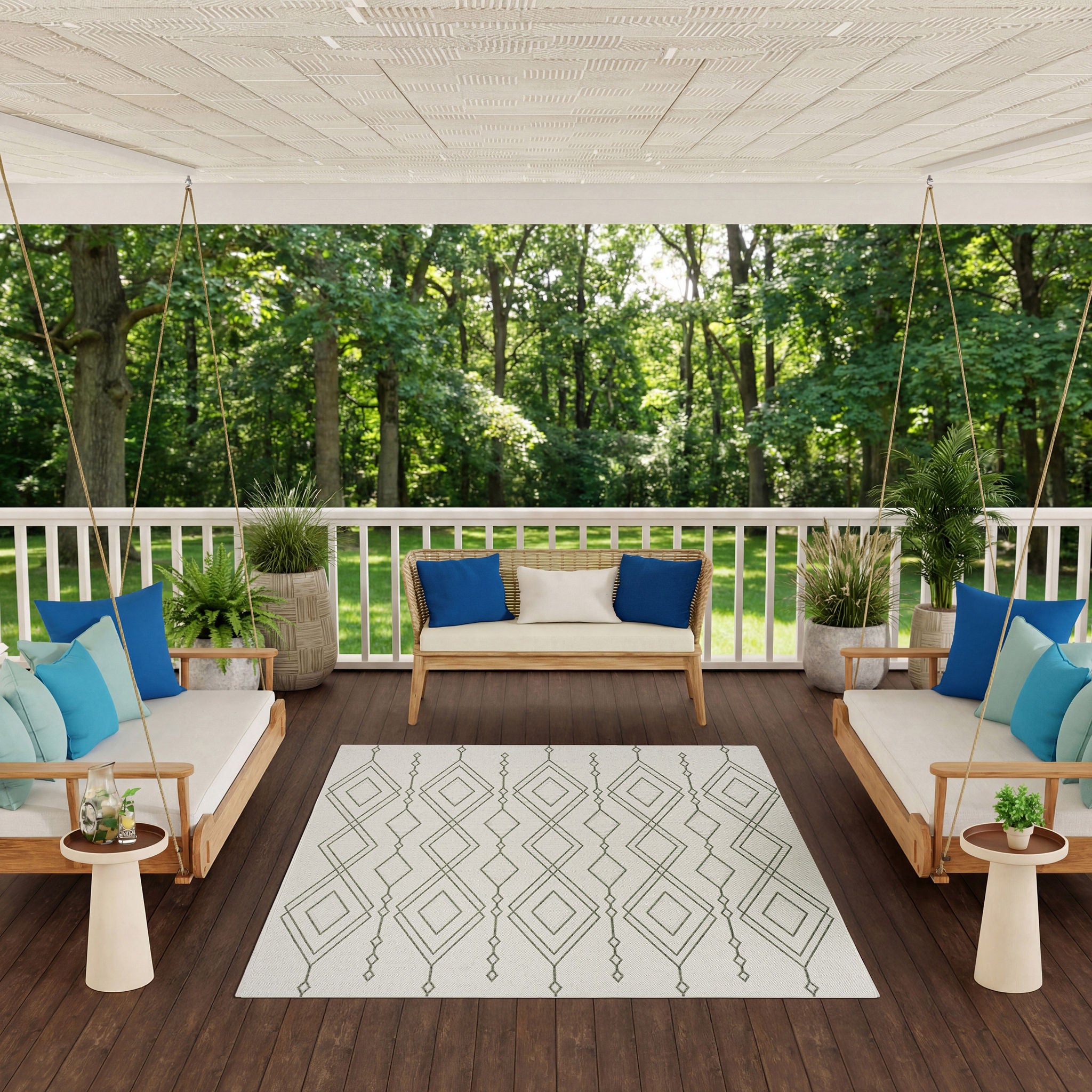 Nourison Garden Spring Indoor/Outdoor Rug, Frostline, 6'6” x 9'2