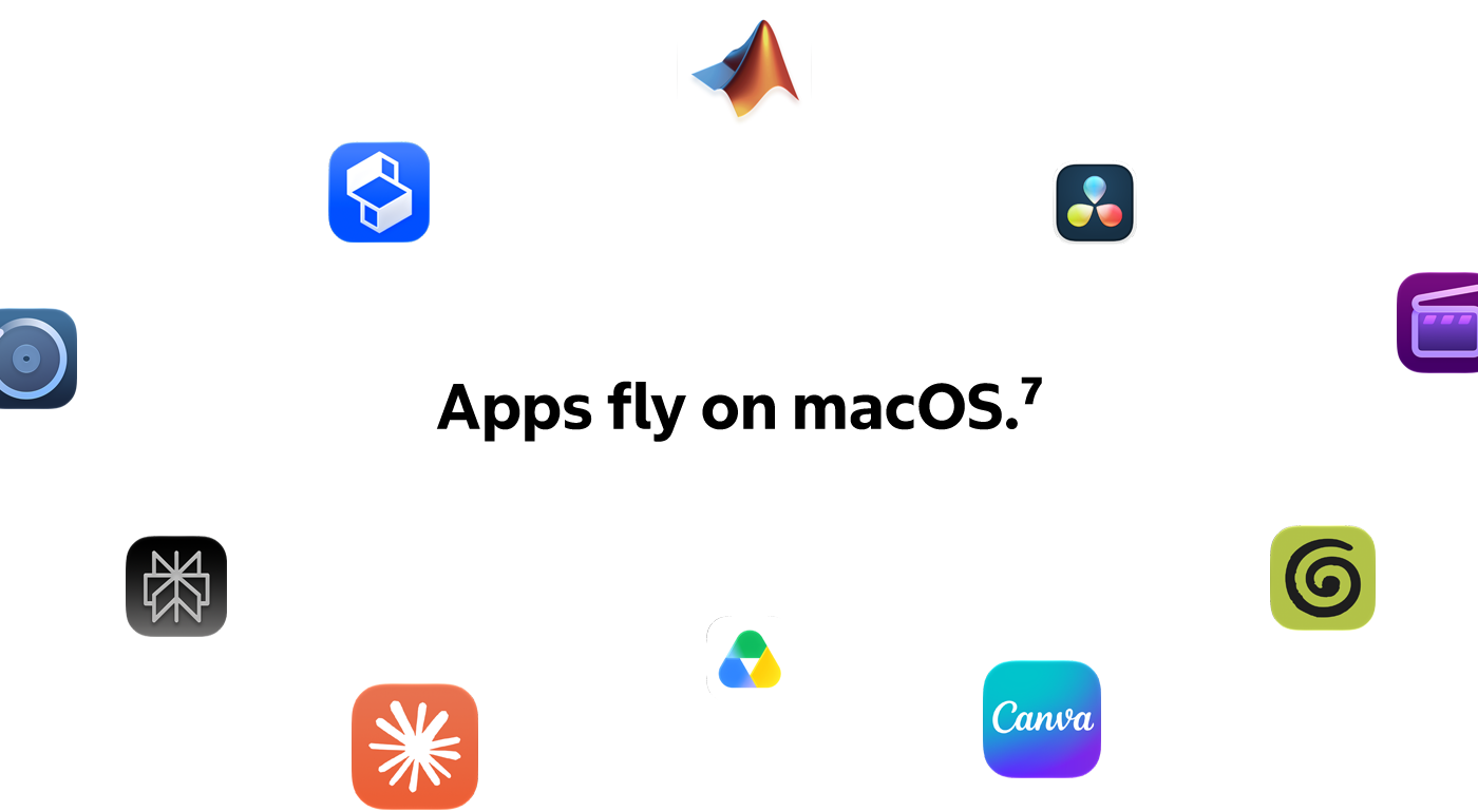 Apps fly on macOS. (see footnote 7)
