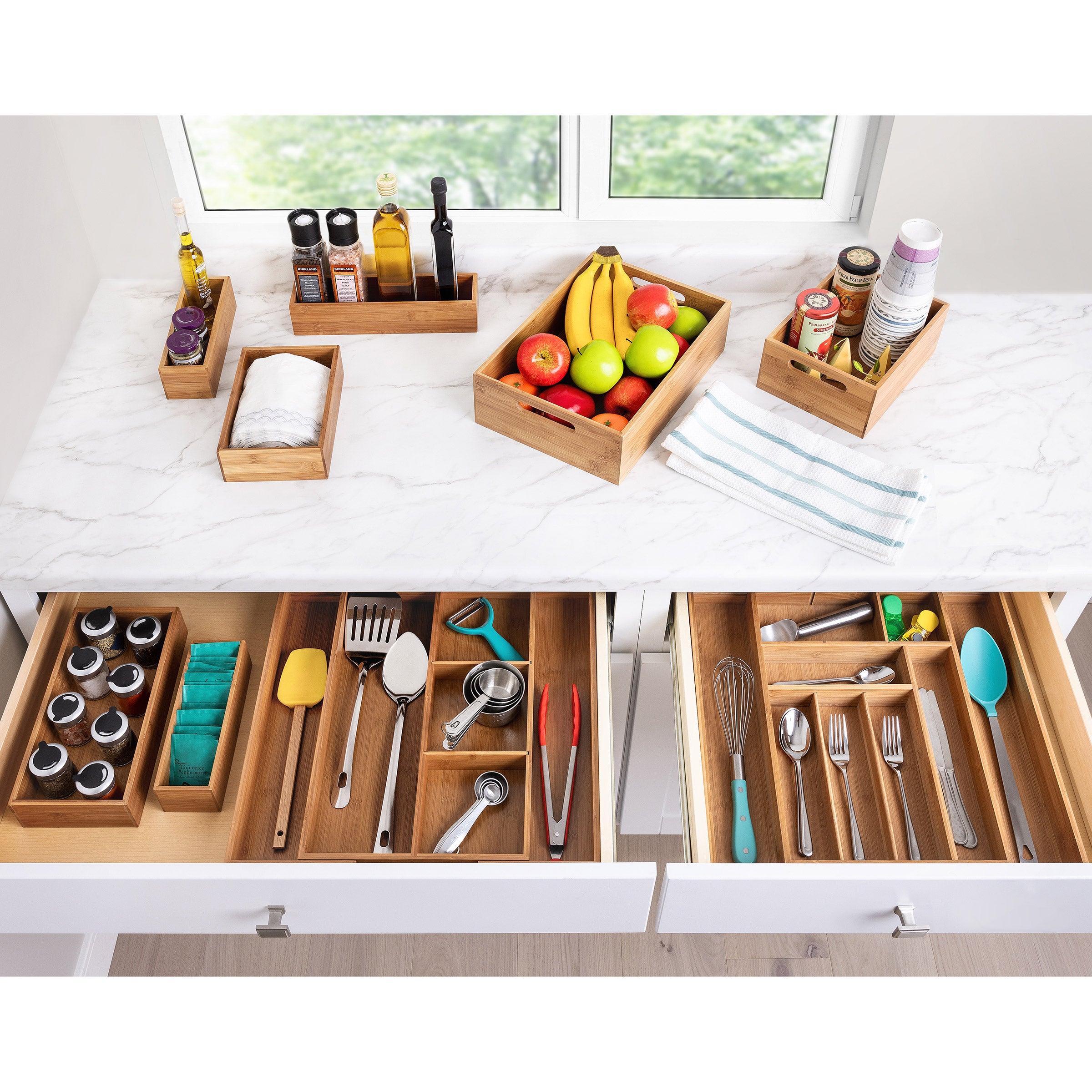 Seville Classics 9-piece Bamboo Organizer Starter Set | Costco