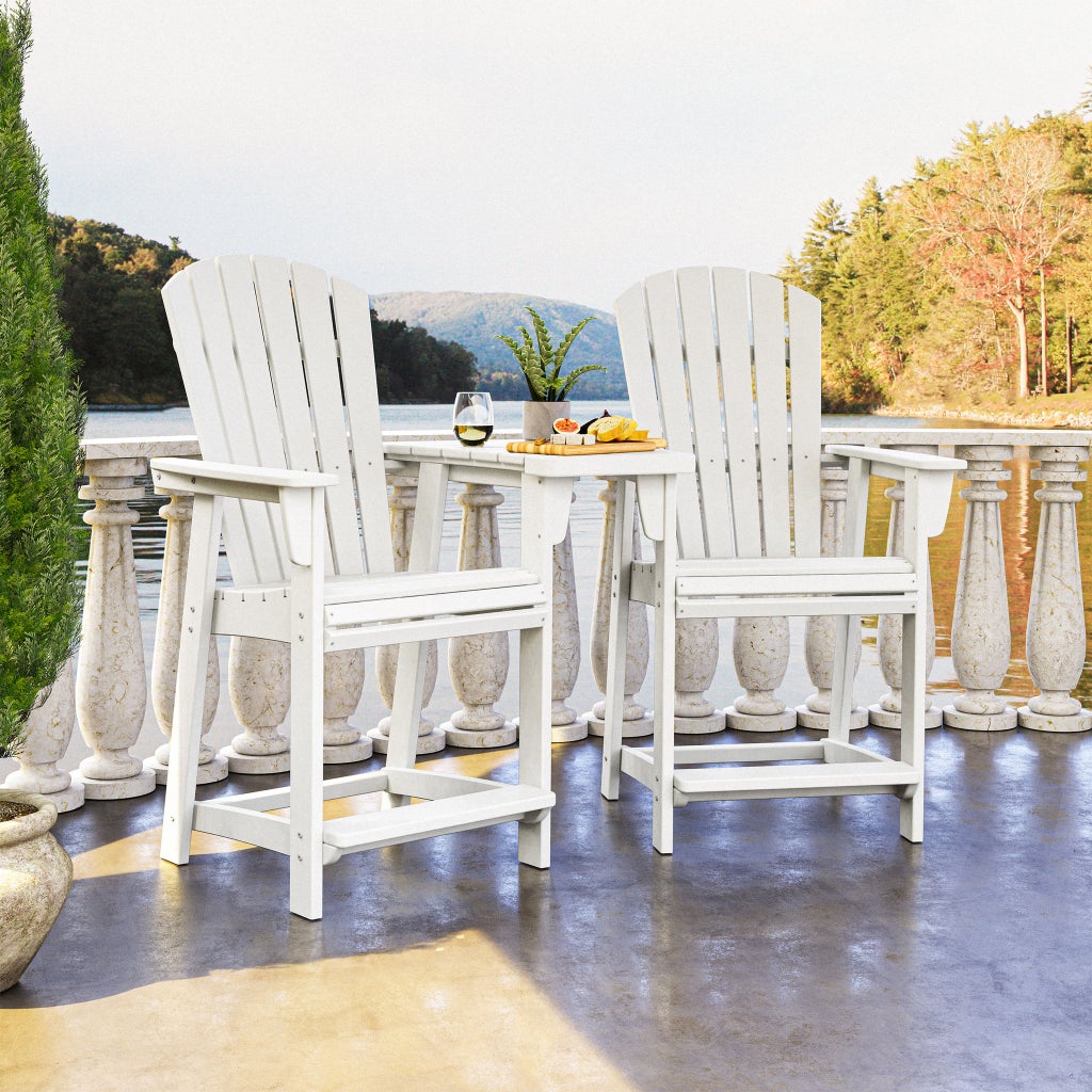 Polywood Portside 3-piece Outdoor Patio Shellback Counter Chair