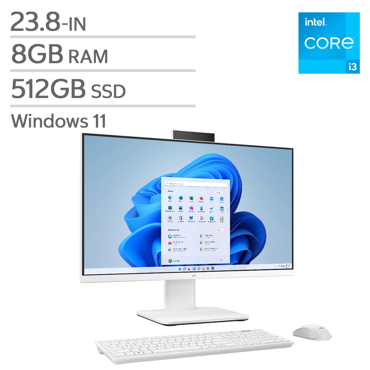 ASUS 23.8-in All-in-One Desktop, Intel Core i3-1315U – 8GB RAM