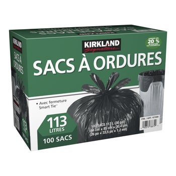 Kirkland Signature Smart Tie Garbage Bags, Pack of 100 | Costco