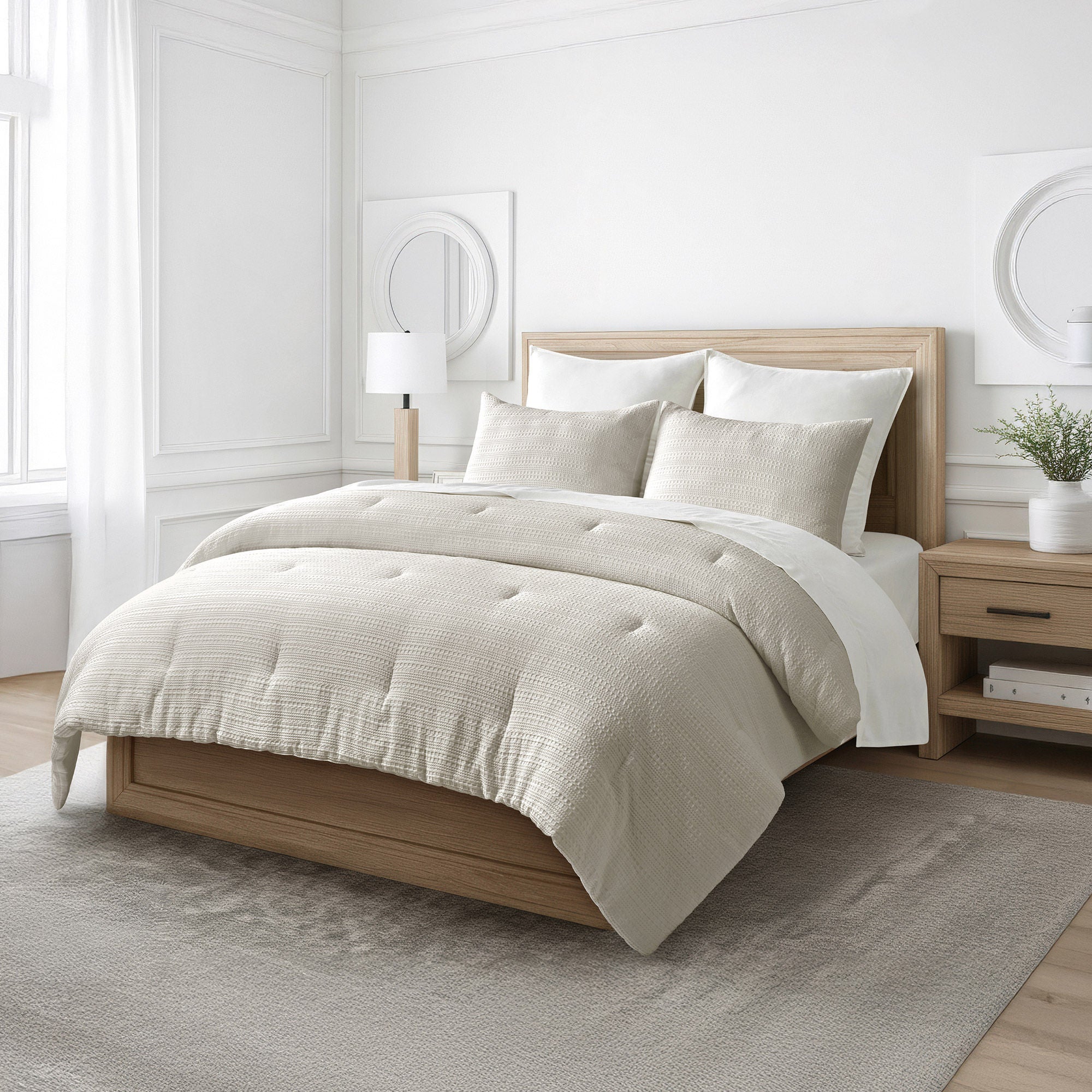 EVERGRACE 3-piece Microfiber Waffle Comforter Set | Costco