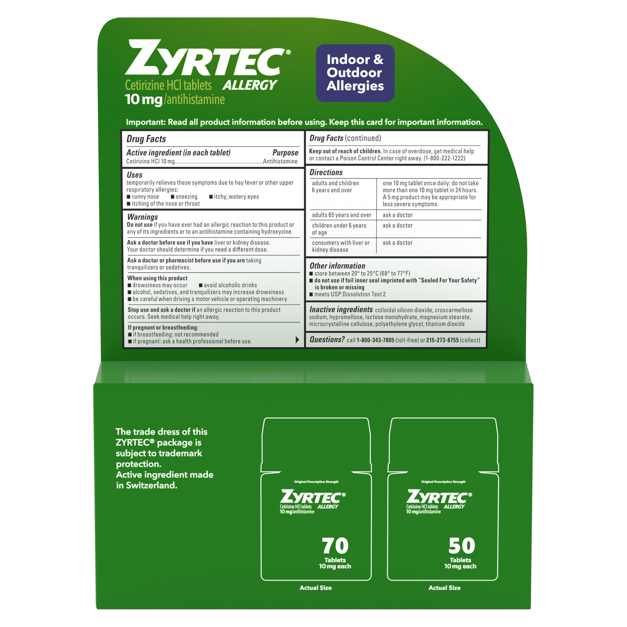 Zyrtec 24 Hour Allergy Relief Antihistamine Cetirizine HCl 10 mg