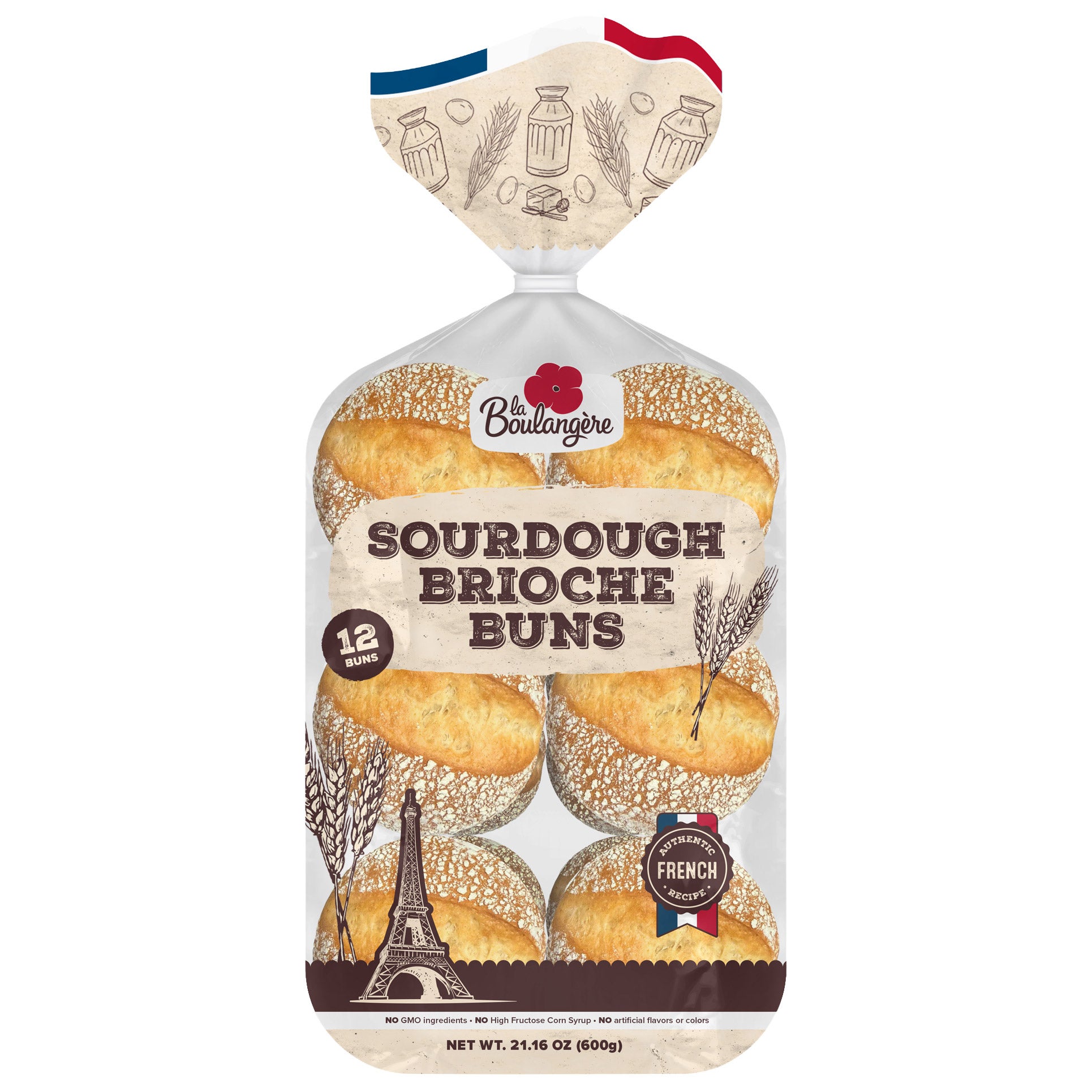 LA BOULANGERE BRIOCHE SOURDOUGH BUNS 12 CT (1.32 LBS)