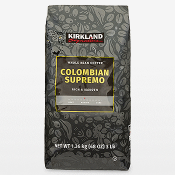 Kirkland Signature Colombian Supremo Coffee, Whole Bean, 3 lbs