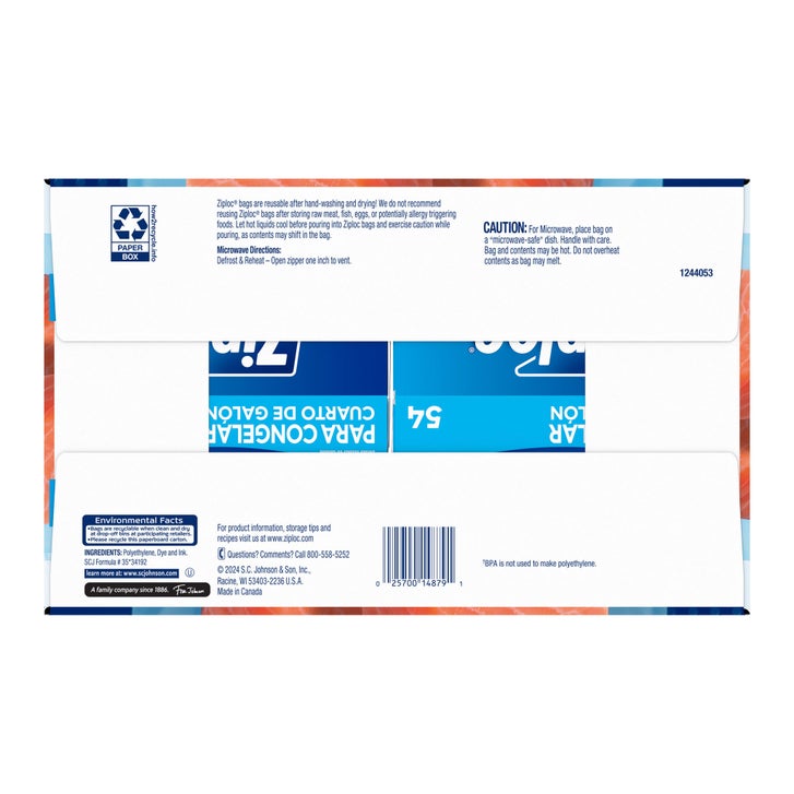 Ziploc Seal Top Freezer Bag, Quart, 54-count, 4-pack | Costco