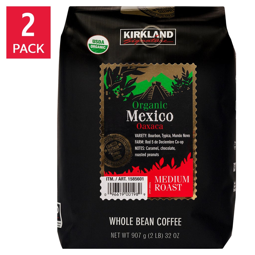 Kirkland Signature Organic Mexico Whole Bean Coffee, 2 lbs., 2