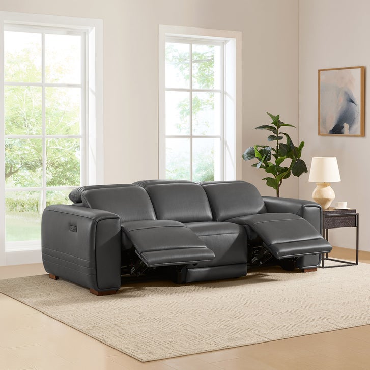 Aiden & Ivy Karson – Top-grain Leather Power Reclining Sofa with