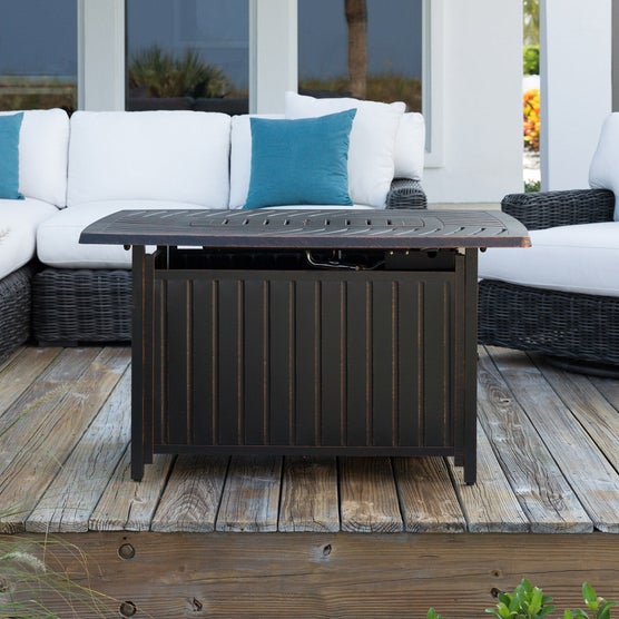Bravos Rectangle Aluminum Gas Fire Pit | Costco