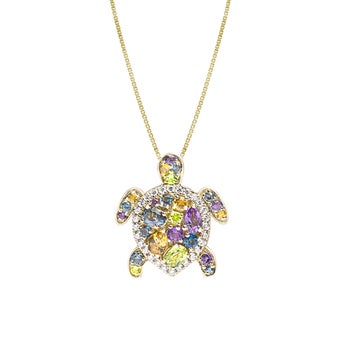 Honolulu Jewelry 14kt Yellow Diamond Semi Precious Stone Turtle