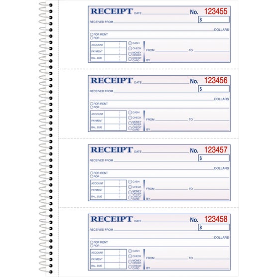 Adams Carbonless 2-Part Receipt Book, Numbered, 7-5/8