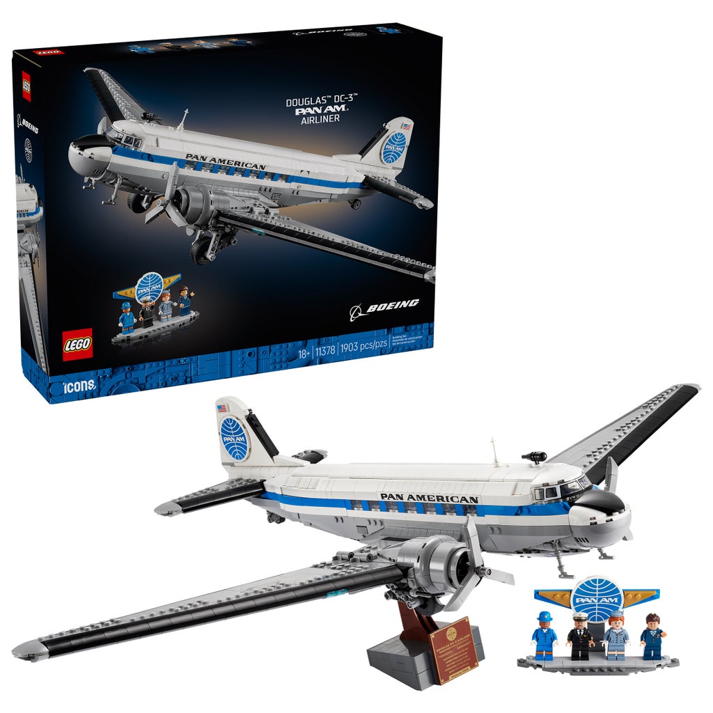 LEGO Icons Douglas DC-3 Pan Am Airliner 11378 with Bonus LEGO Jurassic ...