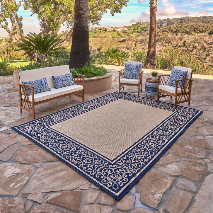 Studio by Brown Jordan Indoor/Outdoor Rug, Savannah Border | Costco