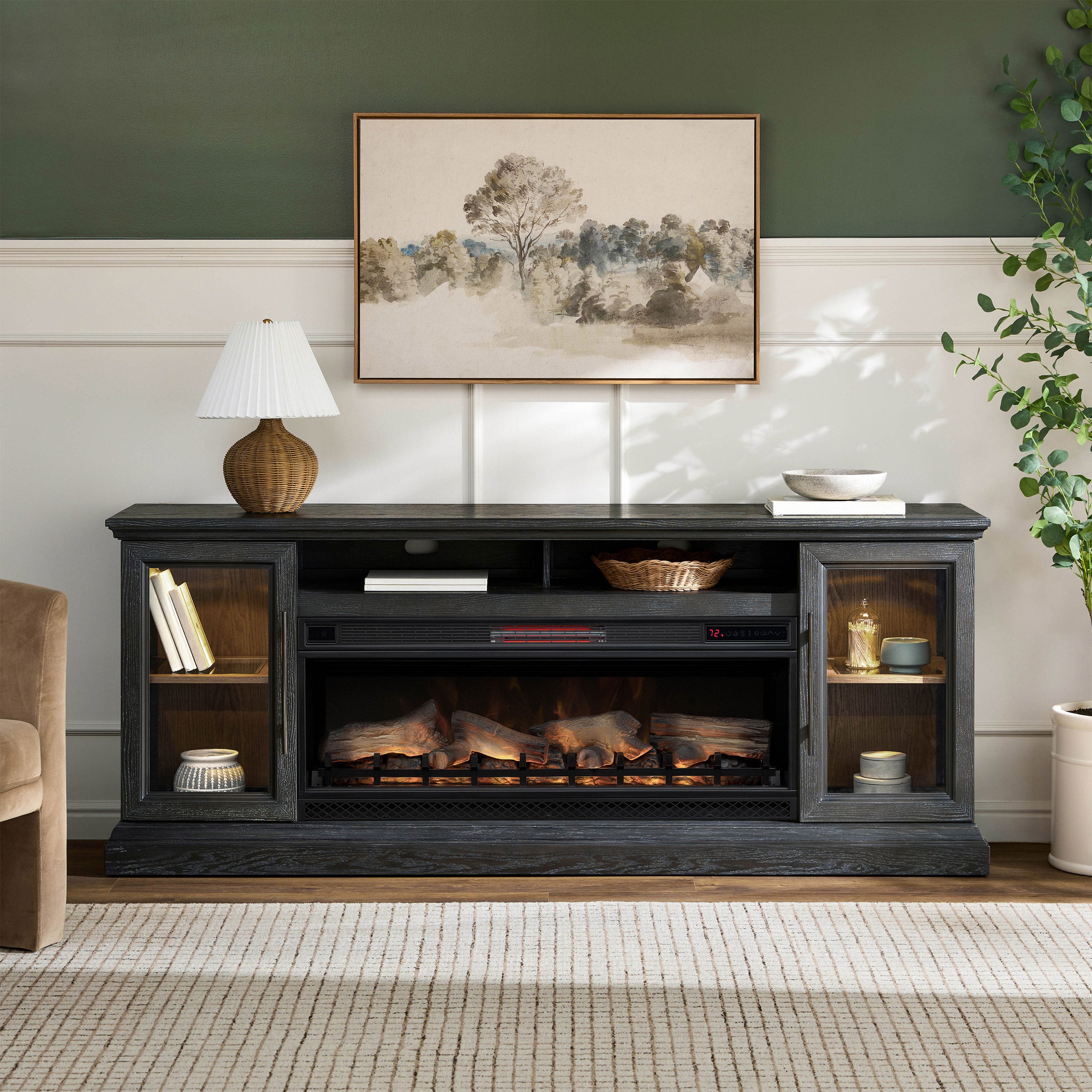 Tresanti Theodore 74” Console with ClassicFlame Electric Fireplace