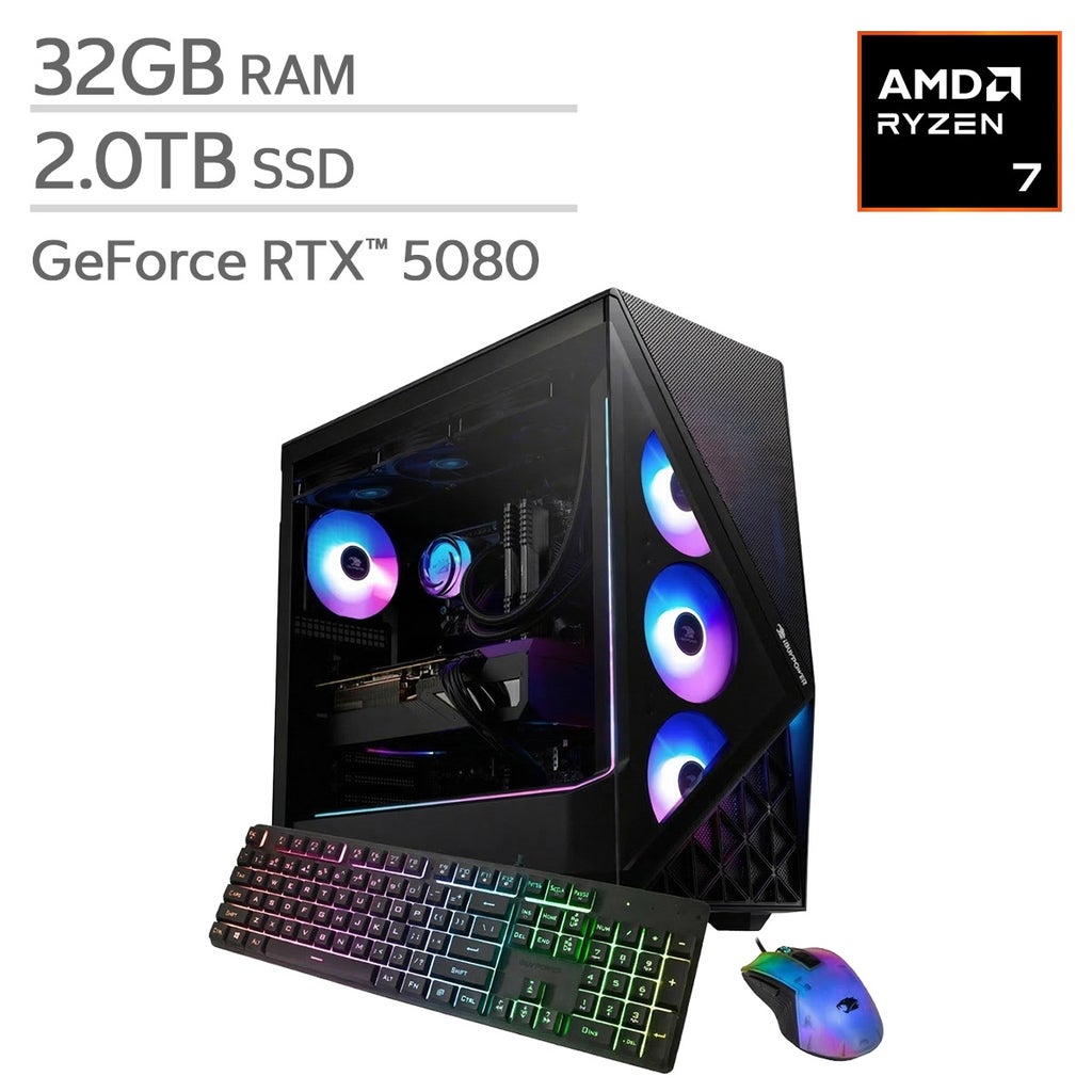 iBUYPOWER Slate Gaming PC Desktop — AMD Ryzen 7 9850X3D — NVIDIA