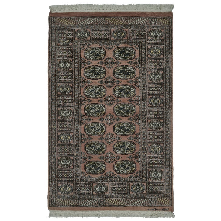 Pakistani Hand Knotted Area Rug, Classic Bukhara Abruzzi Peach, 2