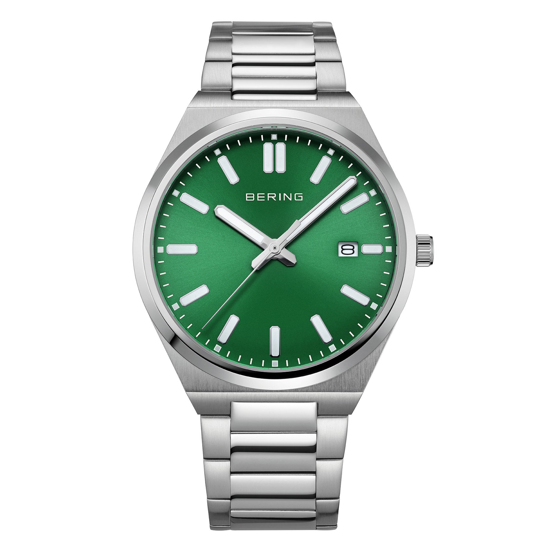 Bering Classic Green Sunray Dial Quartz Men's Watch, 39mm