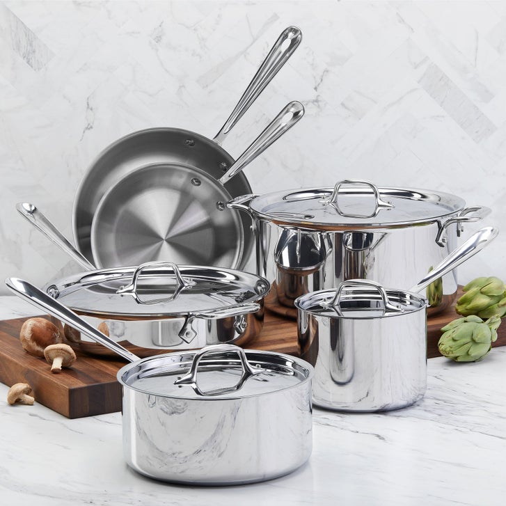All-Clad 10-piece Tri-Ply Stainless Steel Cookware Set | Costco