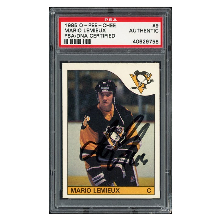 Mario Lemieux Autographed 1985 O-Pee-Chee Rookie Card #9