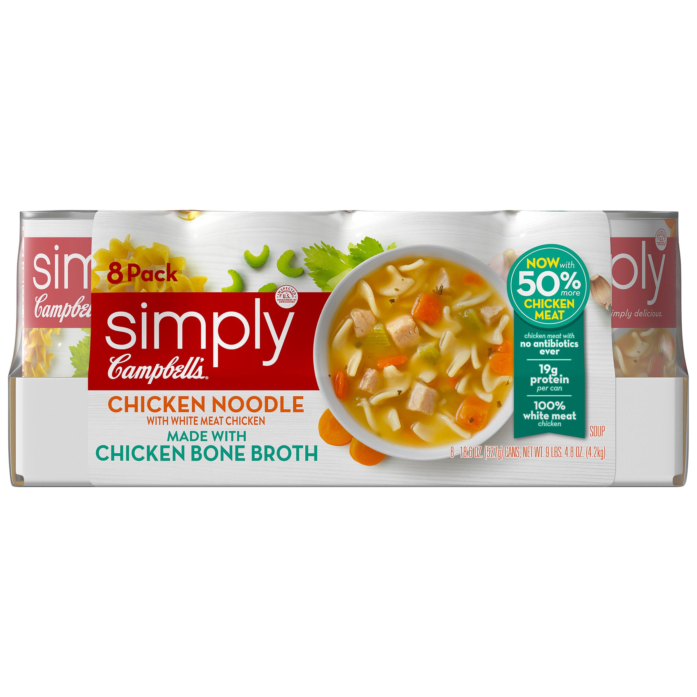 Campbell's, Simply Chicken Noodle Soup, 18.6 oz, 8-Count | Costco