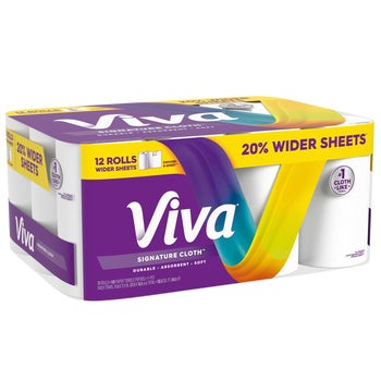 Viva Signature Cloth Paper Towel, 1-Ply, White, 108 Choose-A-Sheet Sheets, 12 ct
