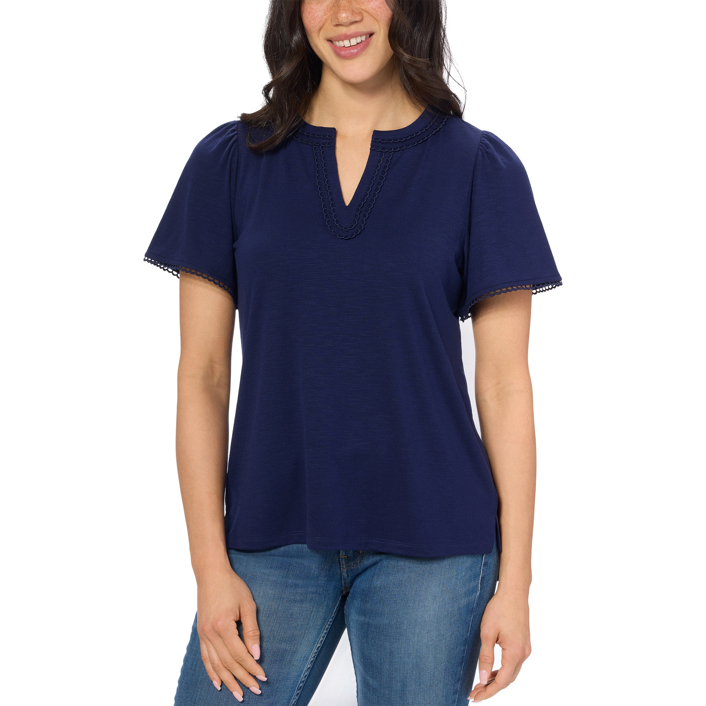 Jones New York Women's Split Neck Top