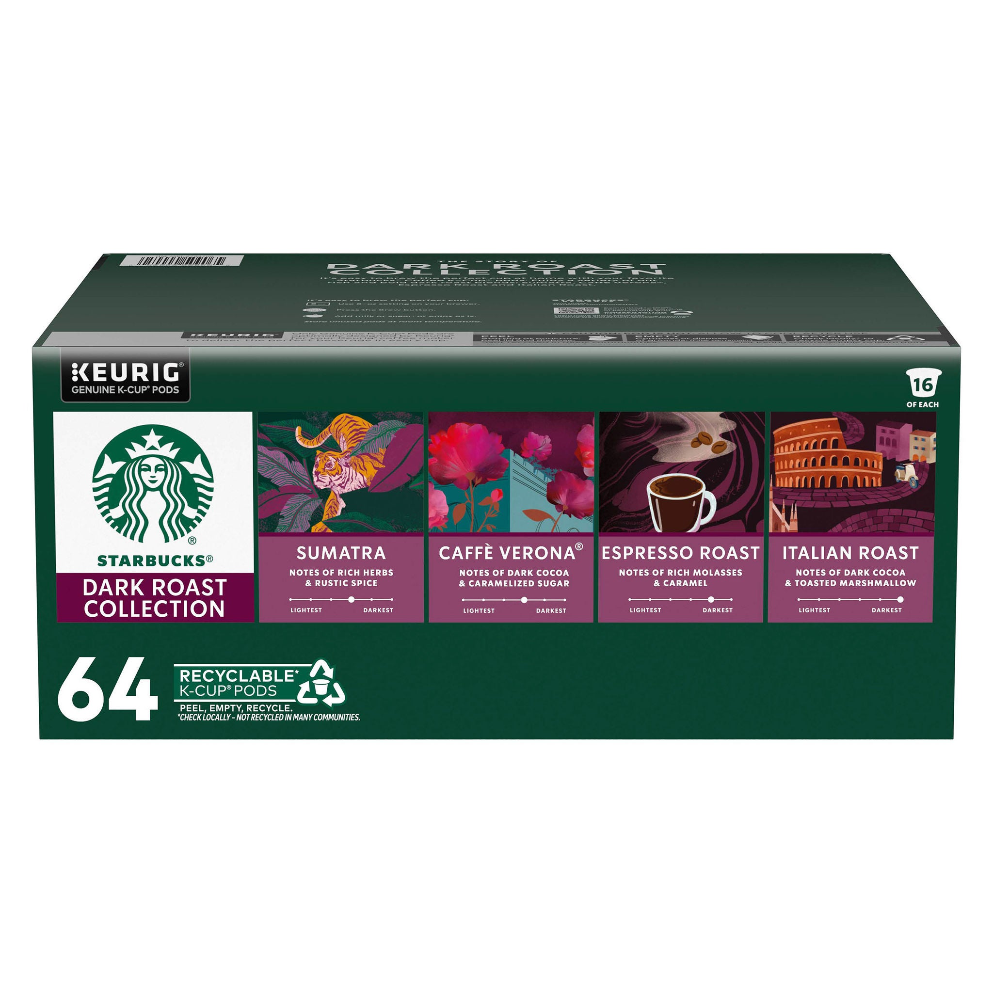 kです。   スターバックス Starbucks Dark Roasts Variety Pack K-Cup Pod, 64-count | Costco