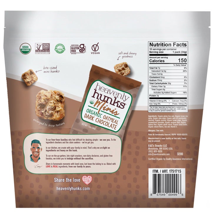 Heavenly Hunks Organic Oatmeal Dark Chocolate Mini Bites, 1.2 oz