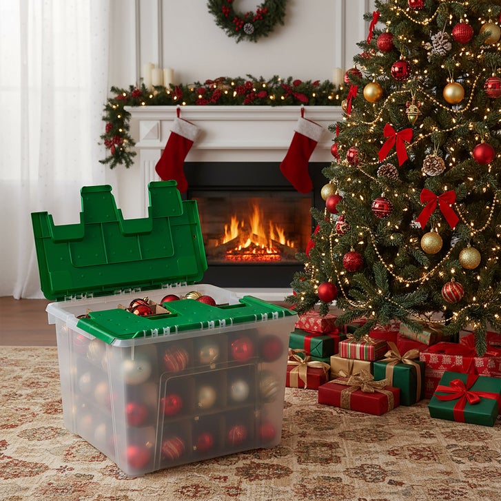 IRIS 60QT Stackable Ornament Storage Bin, 2-pack | Costco